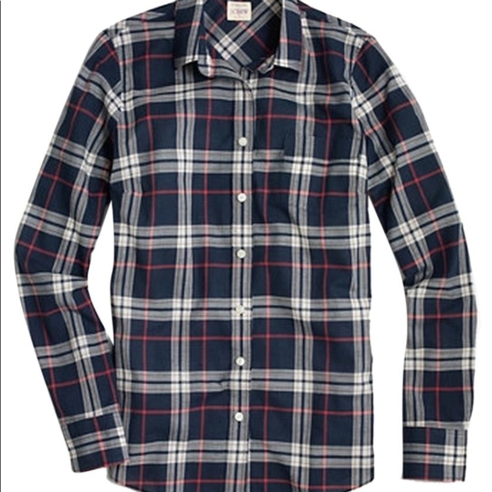 J. Crew Navy Button Up with Red